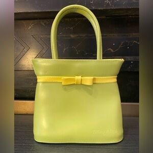 Tiffany & Frederic Paris Lime Green/Yellow Bow Vegan Leather 2-Way Purse